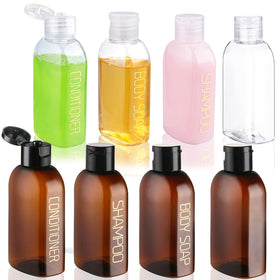 Cosywell travel bottles with labeled shampoo and conditioner for easy packing.