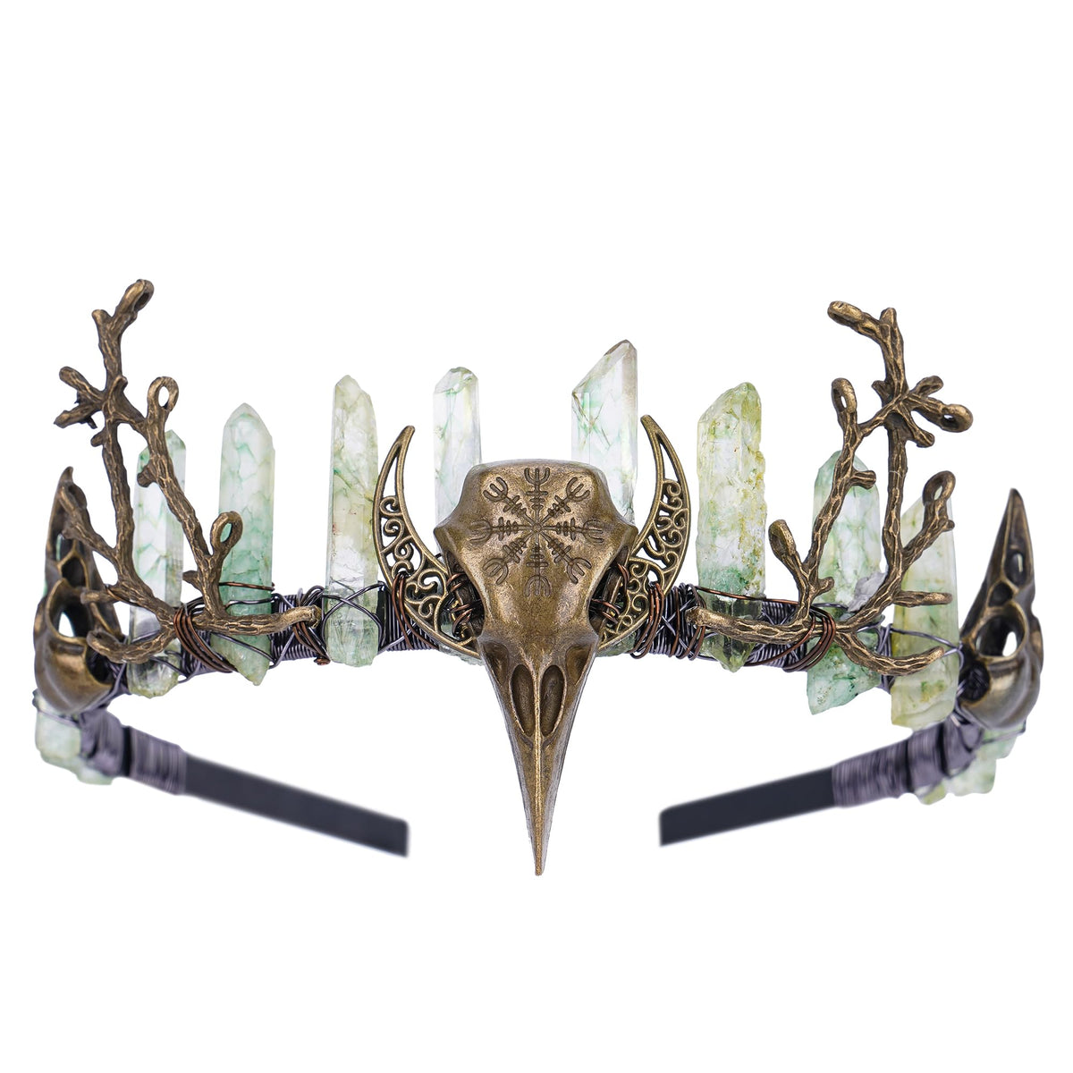 CoTeeZa Green Fairy Crystal Crown close-up showing sparkling crystals for a fantasy look.