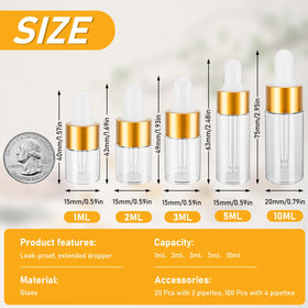 COTOM 1ml mini dropper bottle cap close-up showing leak-proof design for secure travel.