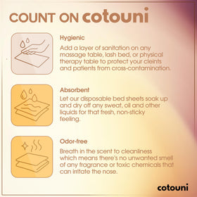 Cotouni rolled sheets unrolled smoothly over a facial bed for a tidy, stress-free look.