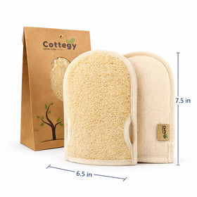 Cottegy loofah gloves with right thumb for thorough scrubbing