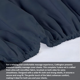 Cottingon care instructions for washing and drying navy sheets.