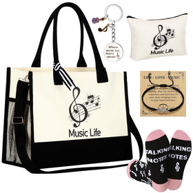 Cotwinter music tote bag with spacious interior for daily essentials.