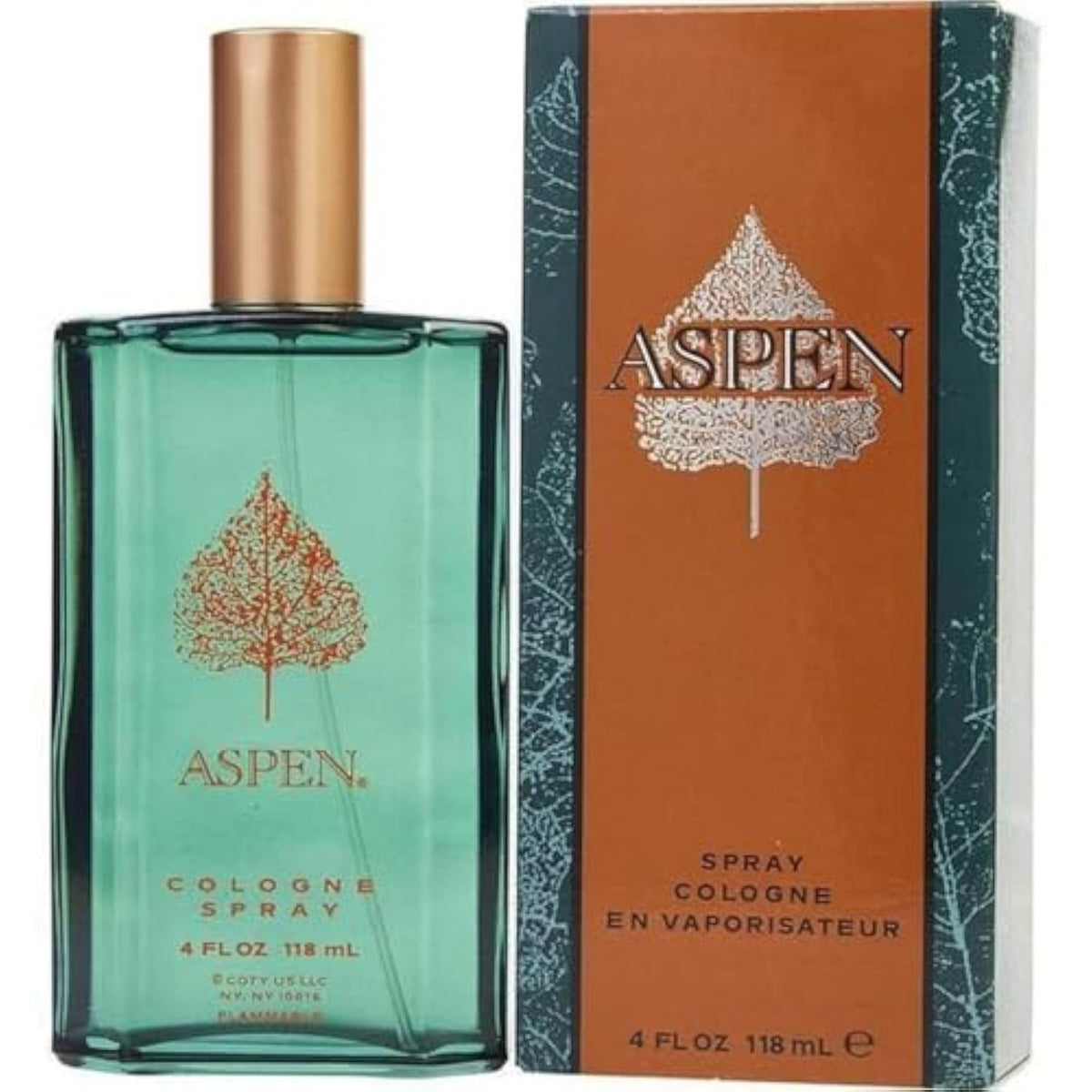 Coty Aspen bottle front view, a premium men's fragrance for daily freshness.