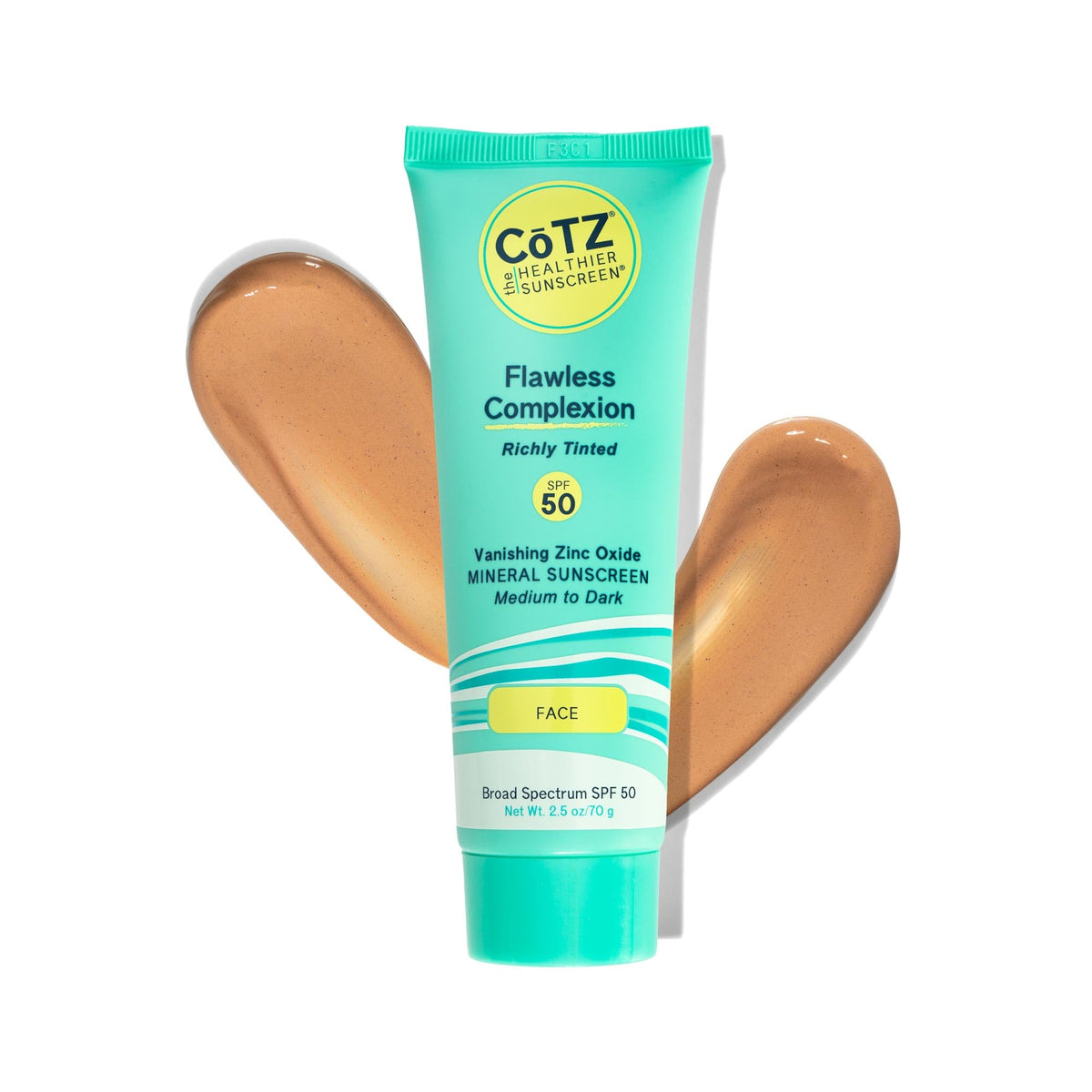 CoTZ label emphasizing fragrance-free, reef-friendly ingredients and clean beauty