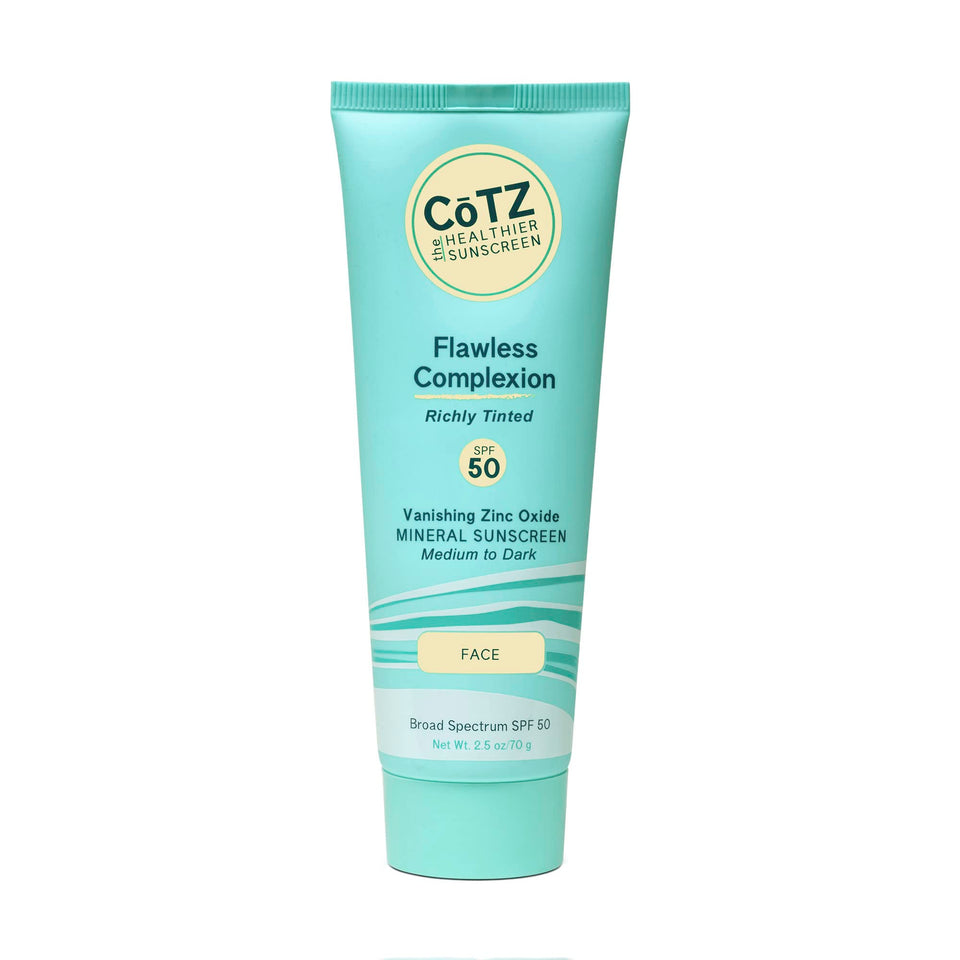 CoTZ Skincare bottle with rich tint for an even complexion on medium to dark skin