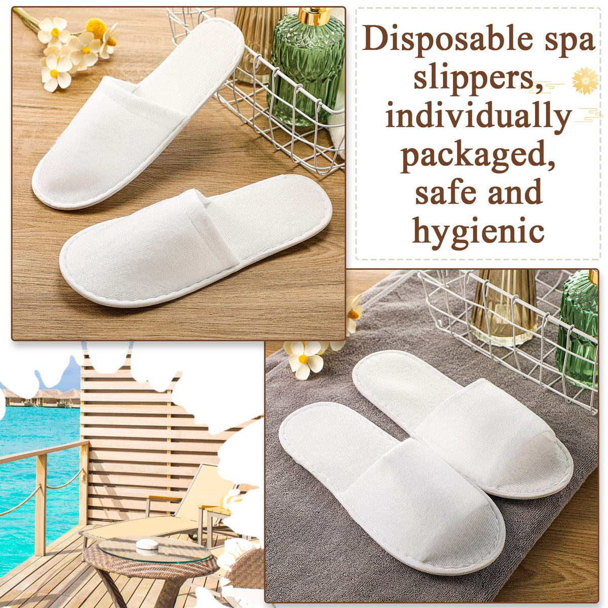 Coume bulk 48-pair set of guest slippers for hotels and events.
