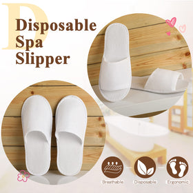 Coume individually packaged slippers to prevent cross-contamination between guests.