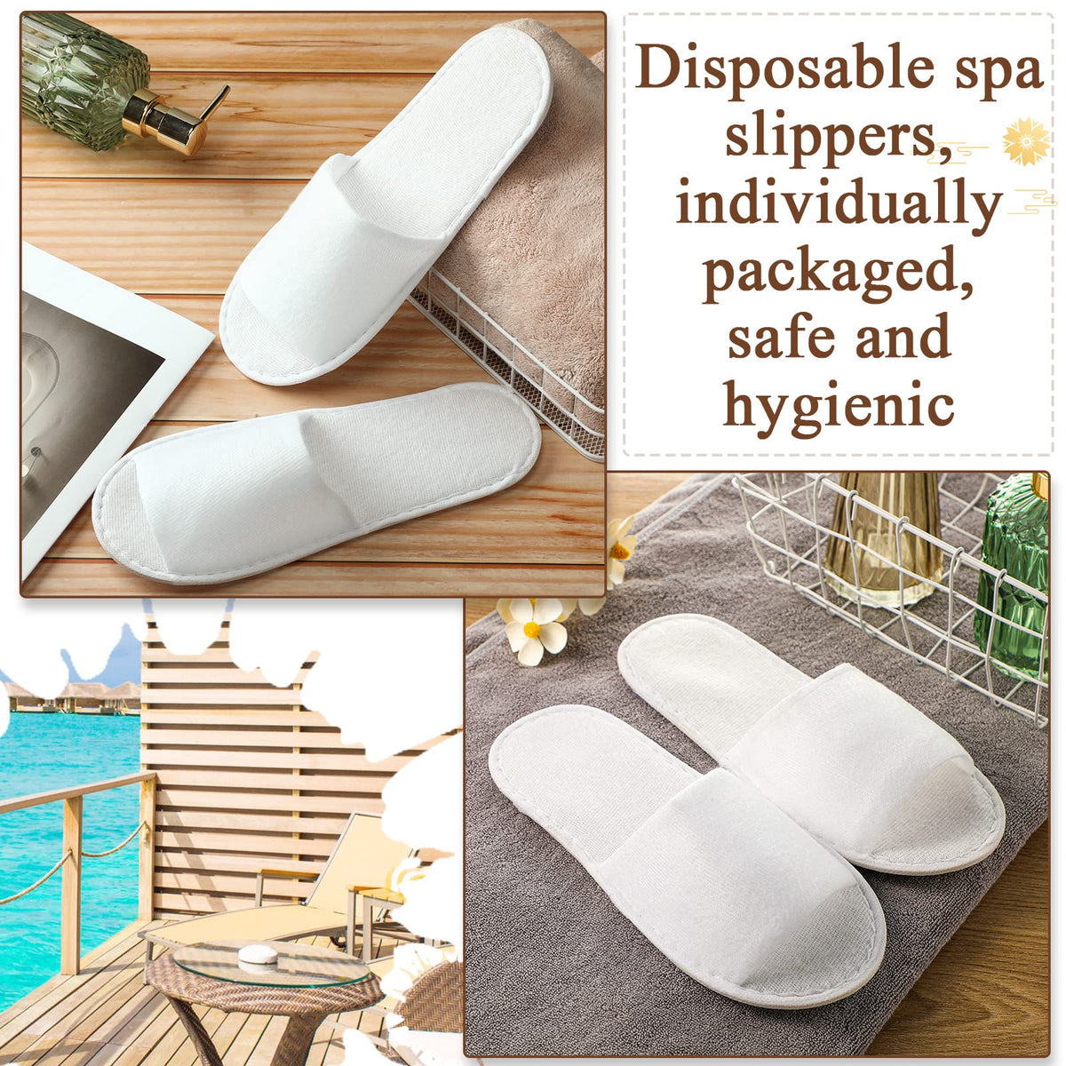 Coume individually packaged slippers to prevent cross-contamination.