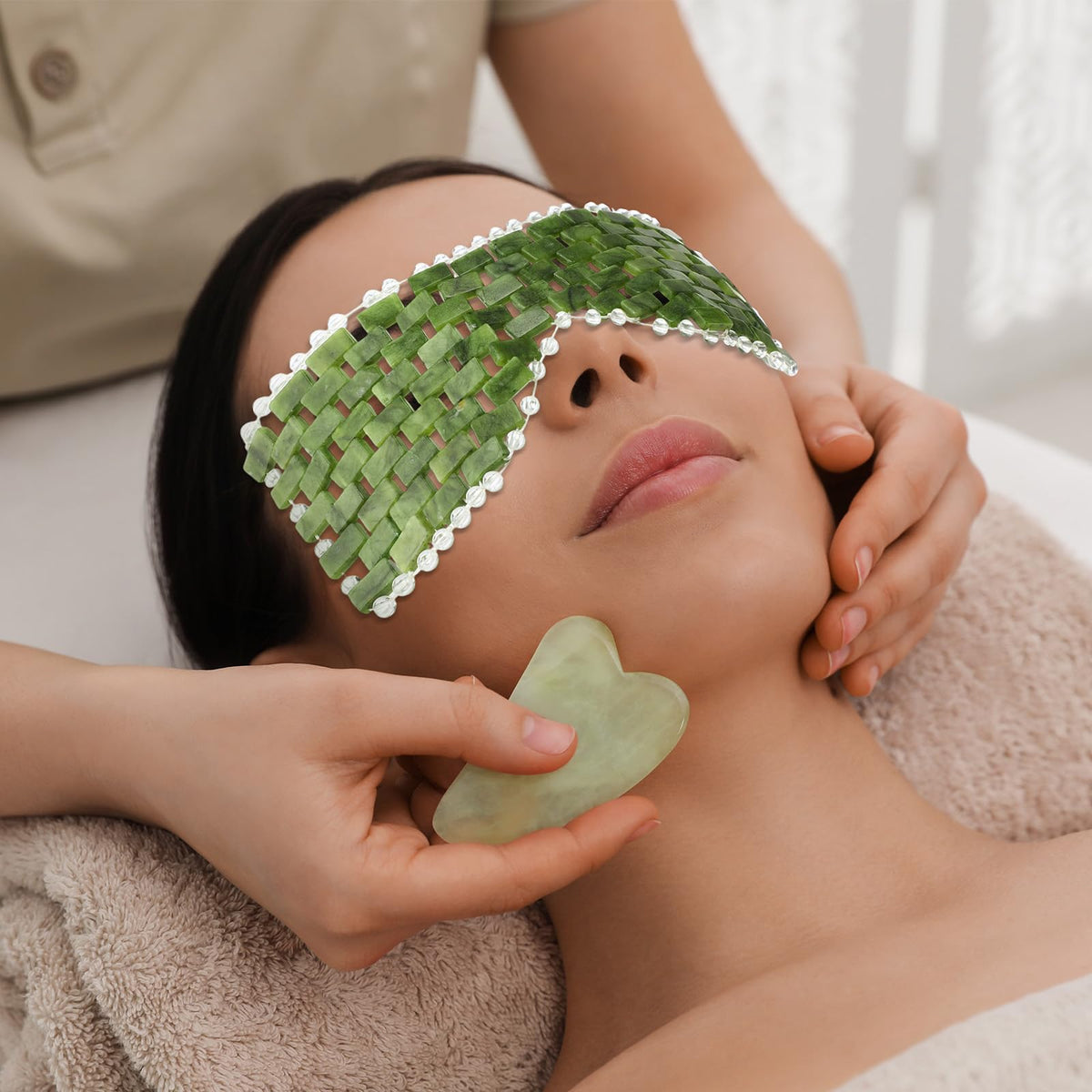 Coume jade eye mask in travel kit for on-the-go relaxation
