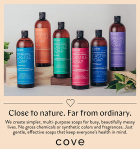 Cove Castile Soap Unscented multipurpose uses showcase family-friendly cleaning and care options.