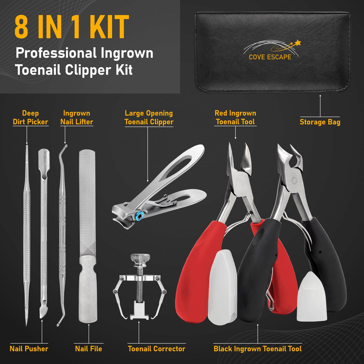 COVE ESCAPE deep curved toe pliers designed for 15-degree arc trimming
