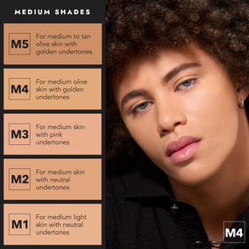 Cover FX Total Cover Cream Foundation M3 natural finish on model shows breathable feel