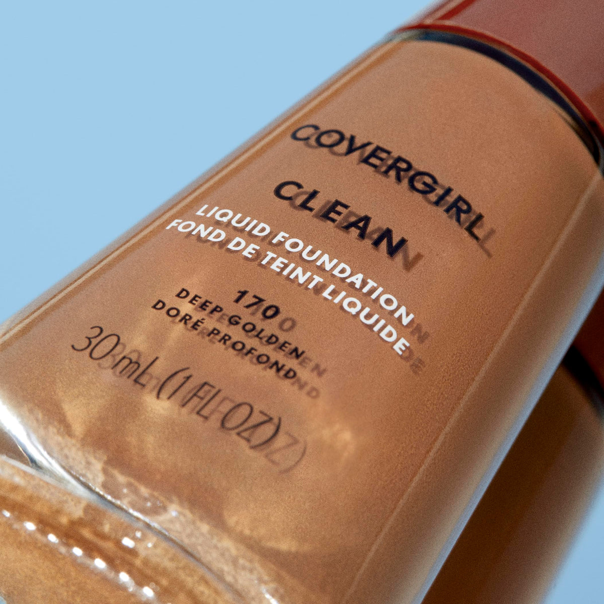 Brush dab demonstrates light, comfortable texture of CoverGirl foundation Sand Beige 153