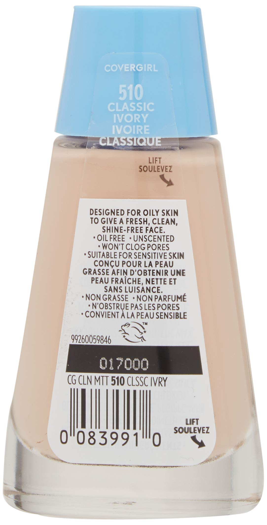 CoverGirl Clean Oil-Control foundation texture swatch demonstrates a smooth matte finish for all-day wear