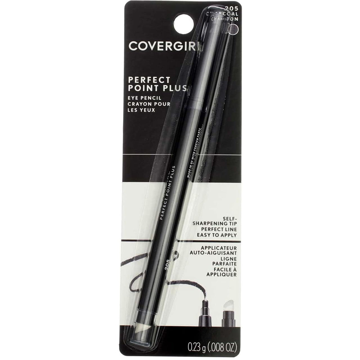 COVERGIRL charcoal eyeliner self-sharpening pencil in pack of 3, precise lines.