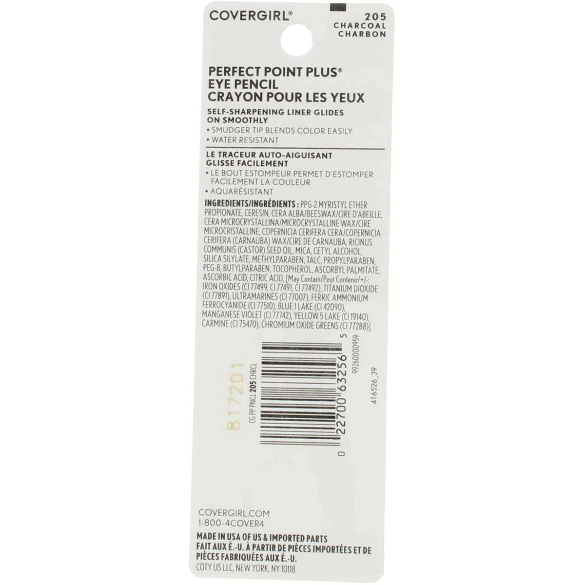 COVERGIRL charcoal liner pencil with blending tip for smoky looks.