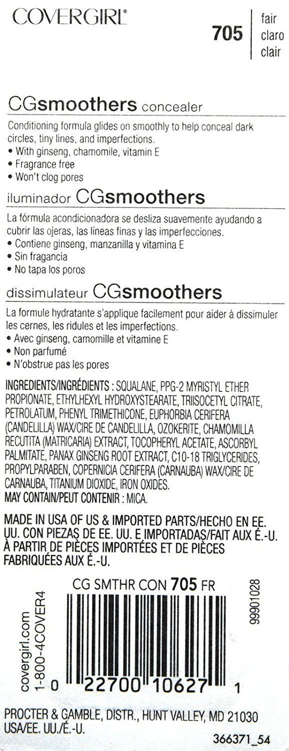 CoverGirl Smoothers Concealer applicator close-up in Fair for smooth, precise coverage.