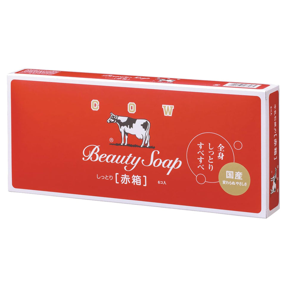 Cow Brand Red Box 6 Pack bar front view for gentle daily cleansing.