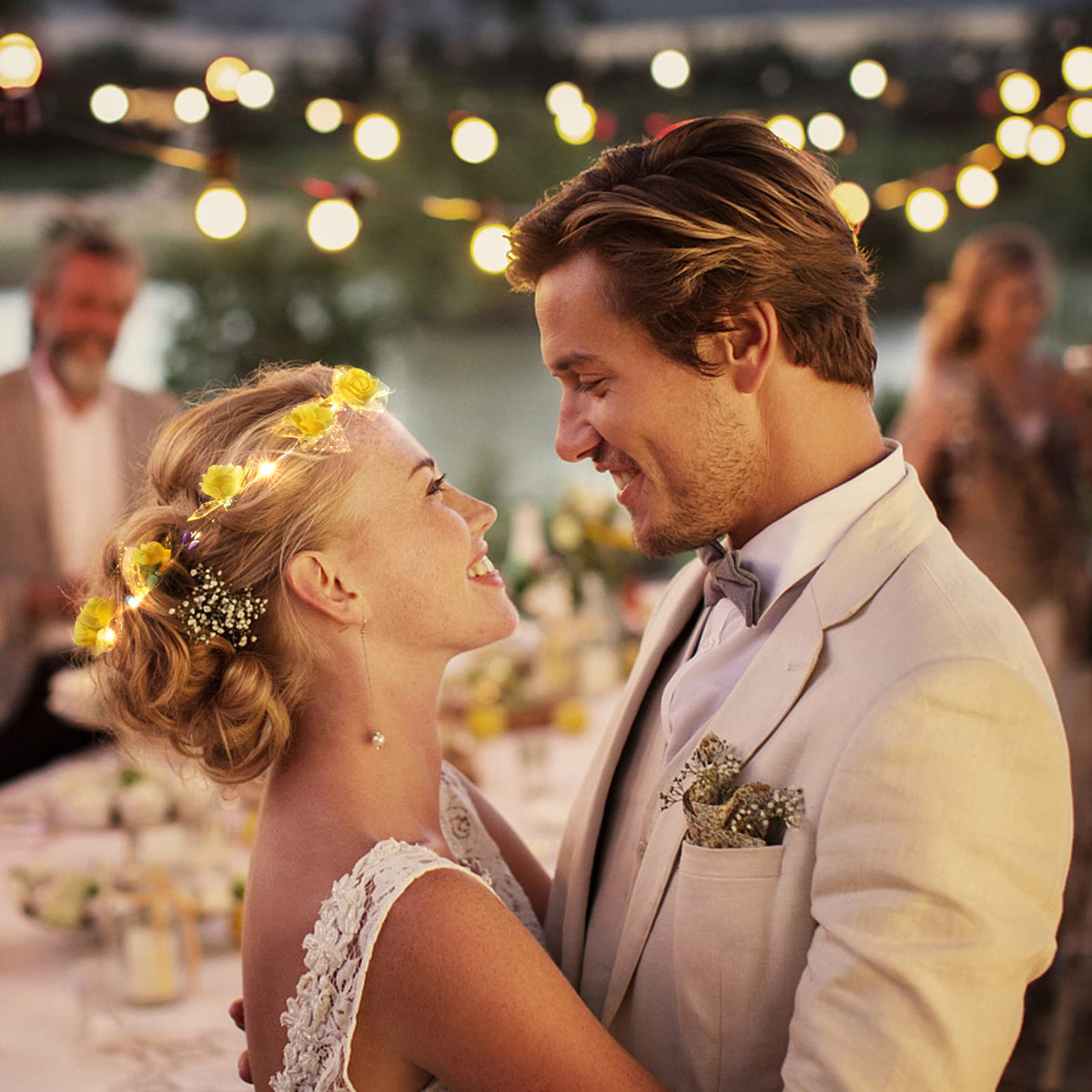 Coxeer bridal floral crown adds soft glow for ceremonies.