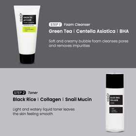 Coxir Black Snail Collagen Starter Kit display: convenient four-step routine