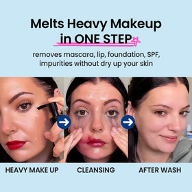 Coxir Ultra Hyaluronic Cleansing Oil pump shows easy emulsion for cleansing.