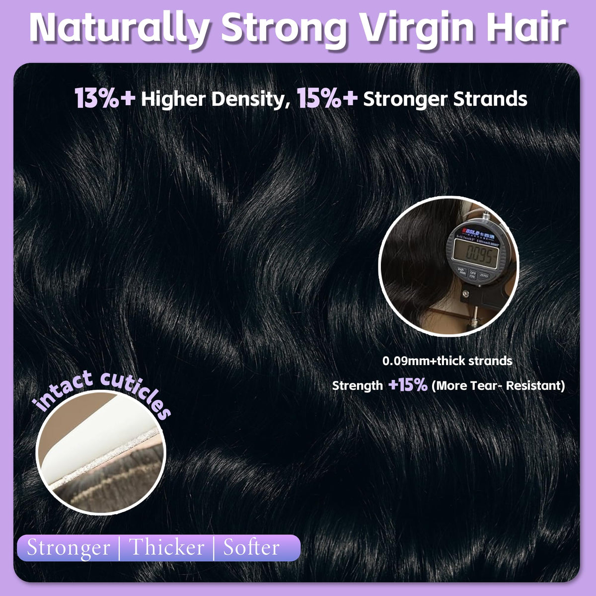 COZHQAN 16A raw body wave bundle 22-inch creates dramatic, flowing waves