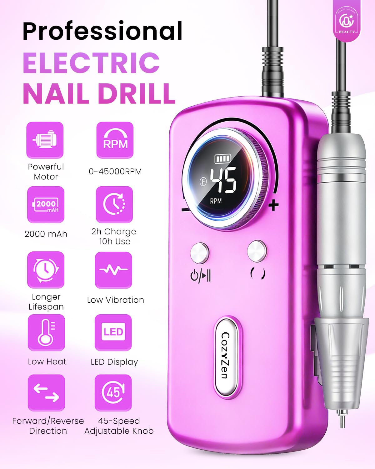 CozyZen easy-to-use controls and grip deliver comfortable, beginner-friendly manicure and pedicure sessions.