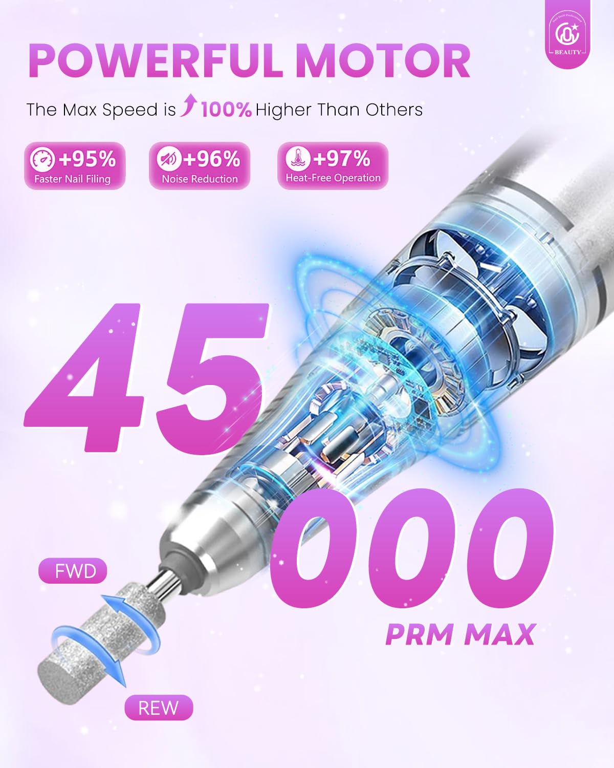 CozyZen nail drill kit with 6 bits and 6 sanding bands for versatile manicures.