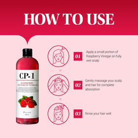 Packaging of CP-1 Raspberry Treatment Hair Vinegar Rinse with clear bottle and cap
