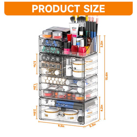 CQ Acrylic 11-drawer vanity storage for brushes, palettes, and skincare