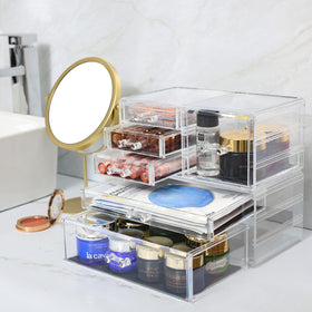 Cq acrylic dorm room beauty organizer saves space.