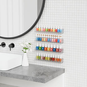 Salon-friendly decor using Cq Acrylic nail shelf units
