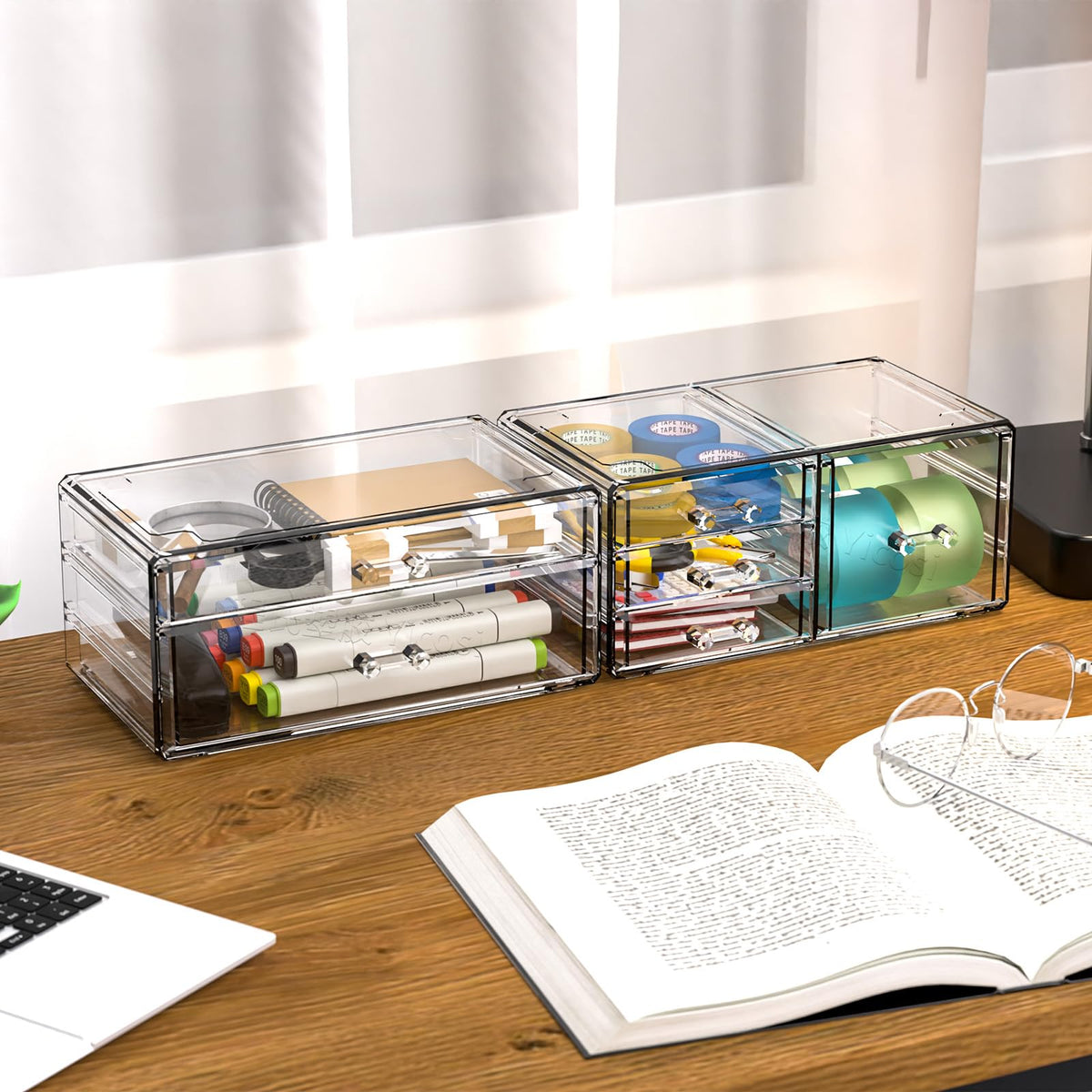 Cq acrylic under-sink friendly drawer unit for bathroom essentials.