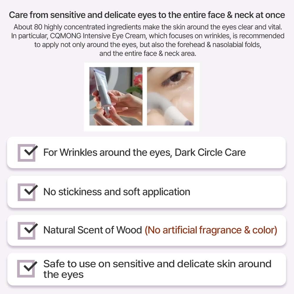 CQMONG Intensive Eye Cream applied around the eye area for a refreshed look.