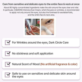 CQMONG Intensive Eye Cream applied around the eye area for a refreshed look.