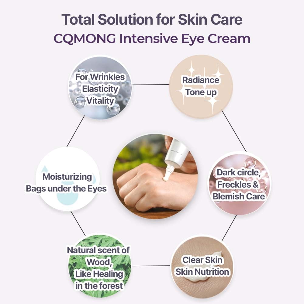 CQMONG Intensive Eye Cream jar with applicator for precise eye care.