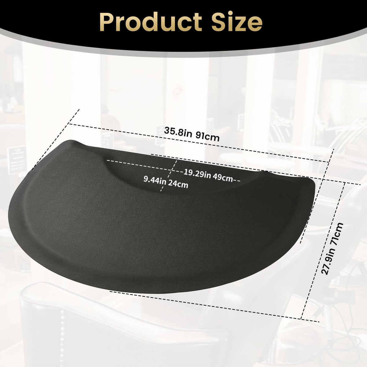 Crablux barber chair mat with anti-curl edges reduces tripping risks.