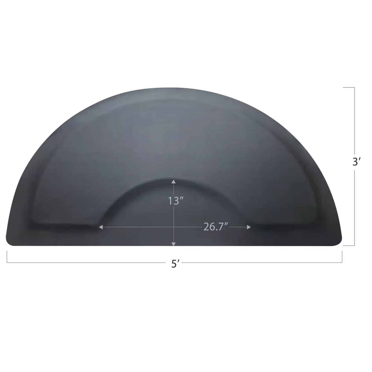 Crablux semi circle chair mat placed under barber chair for space efficiency.