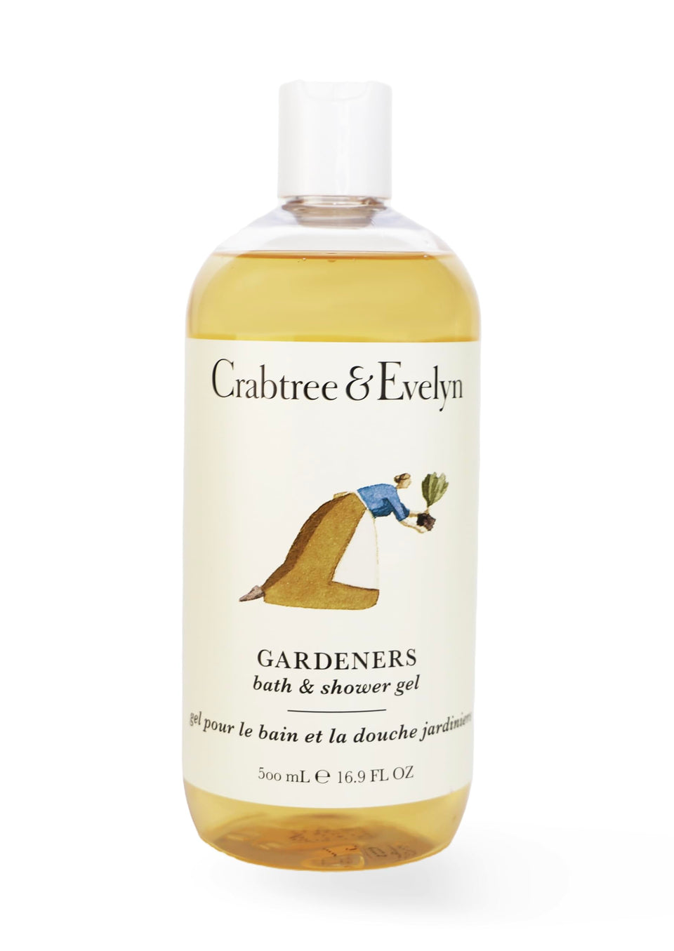 Crabtree and Evelyn Gardeners Body Wash bottle pour for a refreshing daily cleanse.