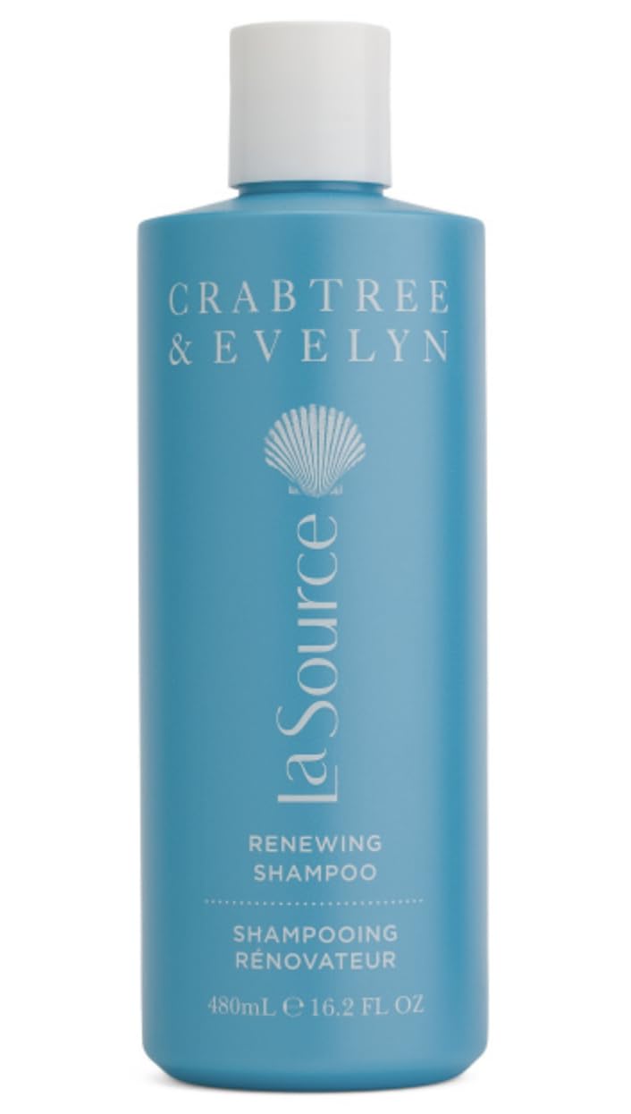 Crabtree & Evelyn La Source Renewing Shampoo bottle showcased for refreshed scalp