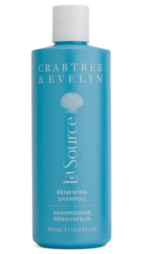 Crabtree & Evelyn La Source Renewing Shampoo bottle showcased for refreshed scalp