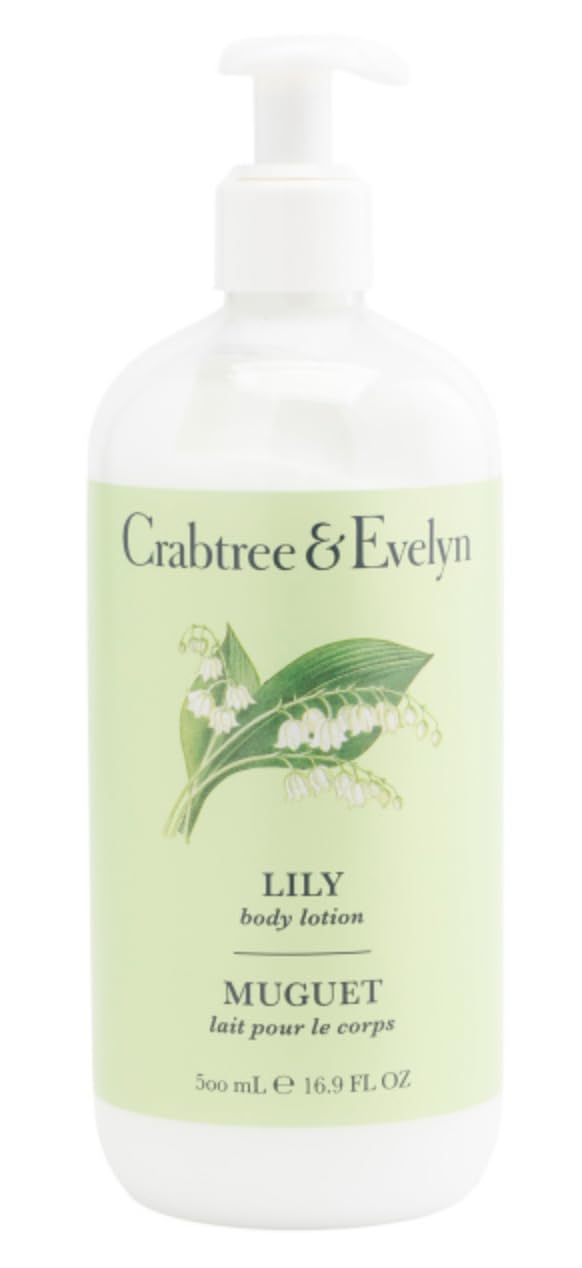 Crabtree & Evelyn Lily Body Lotion bottle with green floral scent for daily hydration.