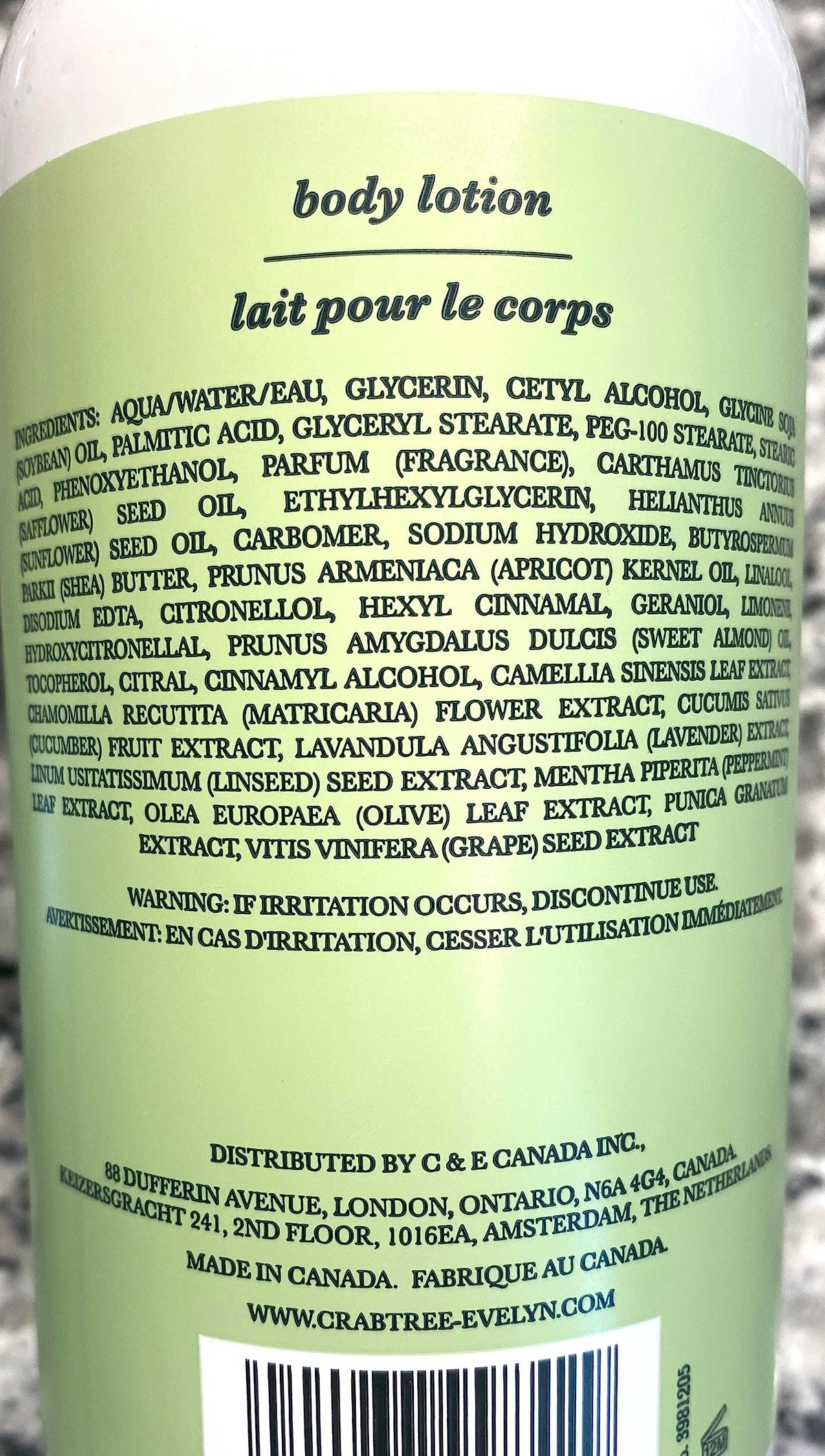 Crabtree & Evelyn Lily Body Lotion close-up of creamy moisture.