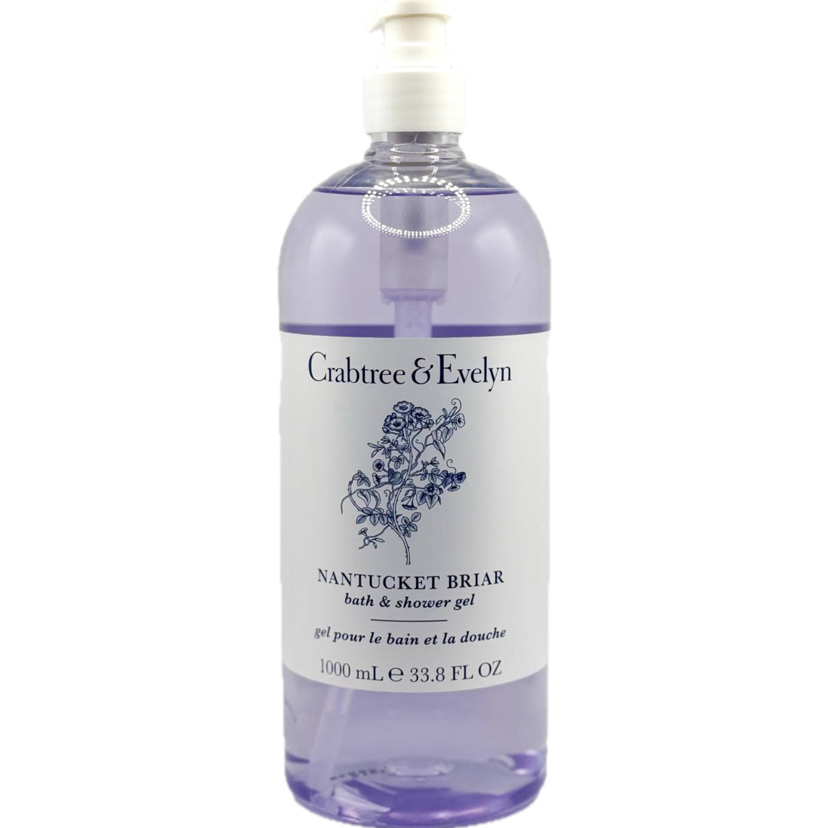 Crabtree & Evelyn Nantucket Briar bath gel pump bottle for easy daily cleansing.