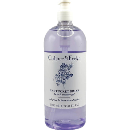 Crabtree & Evelyn Nantucket Briar bath gel pump bottle for easy daily cleansing.