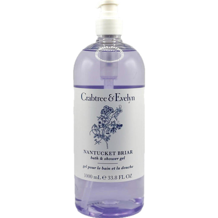 Crabtree & Evelyn Nantucket Briar bath gel pump bottle for easy daily cleansing.