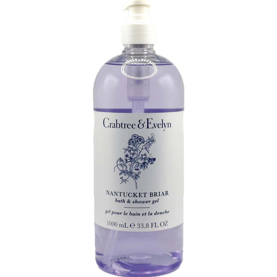 Crabtree & Evelyn Nantucket Briar bath gel pump bottle for easy daily cleansing.