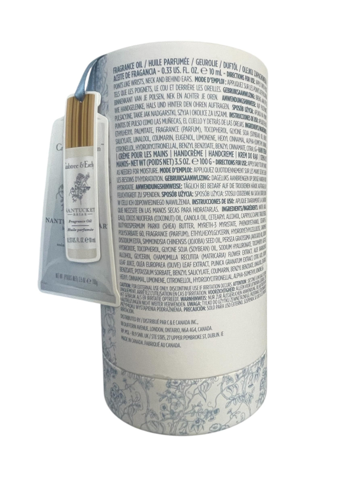 Crabtree & Evelyn Nantucket Briar packaging detail highlights gift-ready design.