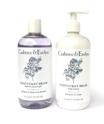 Crabtree and Evelyn Nantucket Briar set with lotion and shower gel for a pampering routine.